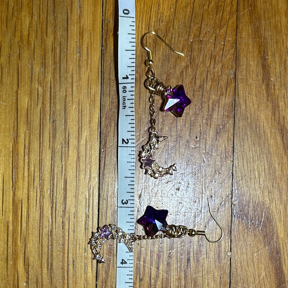 3/$25 Purple Star and Crescent Moon Earrings - Picture 3 of 4